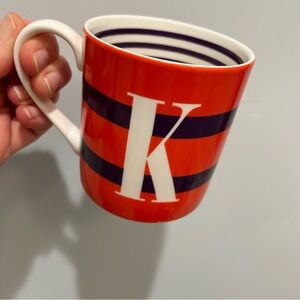 Kate Spade Lenox To The Letter Red and Purple Striped Mug with Initial “K”